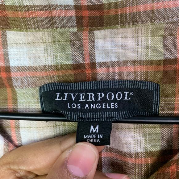 NEW Liverpool Los Angeles Mens Short Sleeve Plaid Button Up‎ Shirt SZ M - Picture 6 of 7